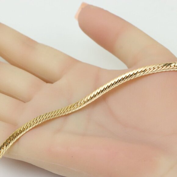 Elegant Rose Gold Flat Herringbone Chain Necklace, XPNL0259 - Picture 3 of 12